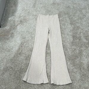 Beige flared ribbed high waisted pants from Madewell